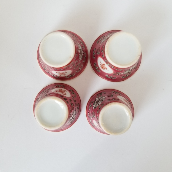 Vintage Mun Shou Jingdezhen Red Rose Longevity Miniature Chinese Tea Set - Picture 10 of 15